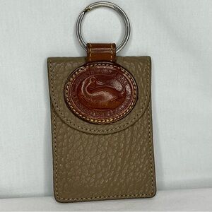 Vintage Dooney & Bourke All-Weather Leather Card Holder Key Chain. Khaki